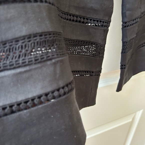 White House Black Market linen blend wide leg crop pants. Lace detail. Like new! - Picture 3 of 15